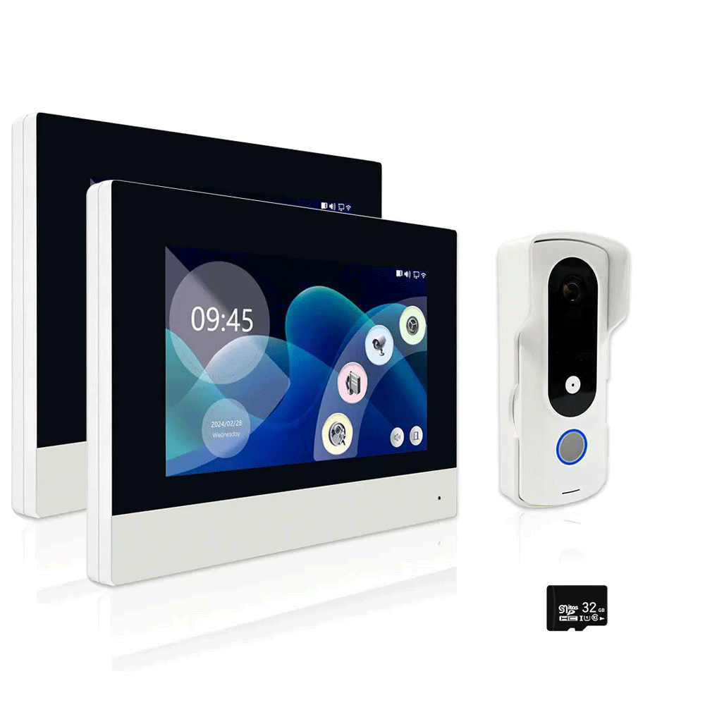 7 Inch Touch Screen Video Doorbell Intercom System - Night Vision Camera & Two-Way Audio Home Security