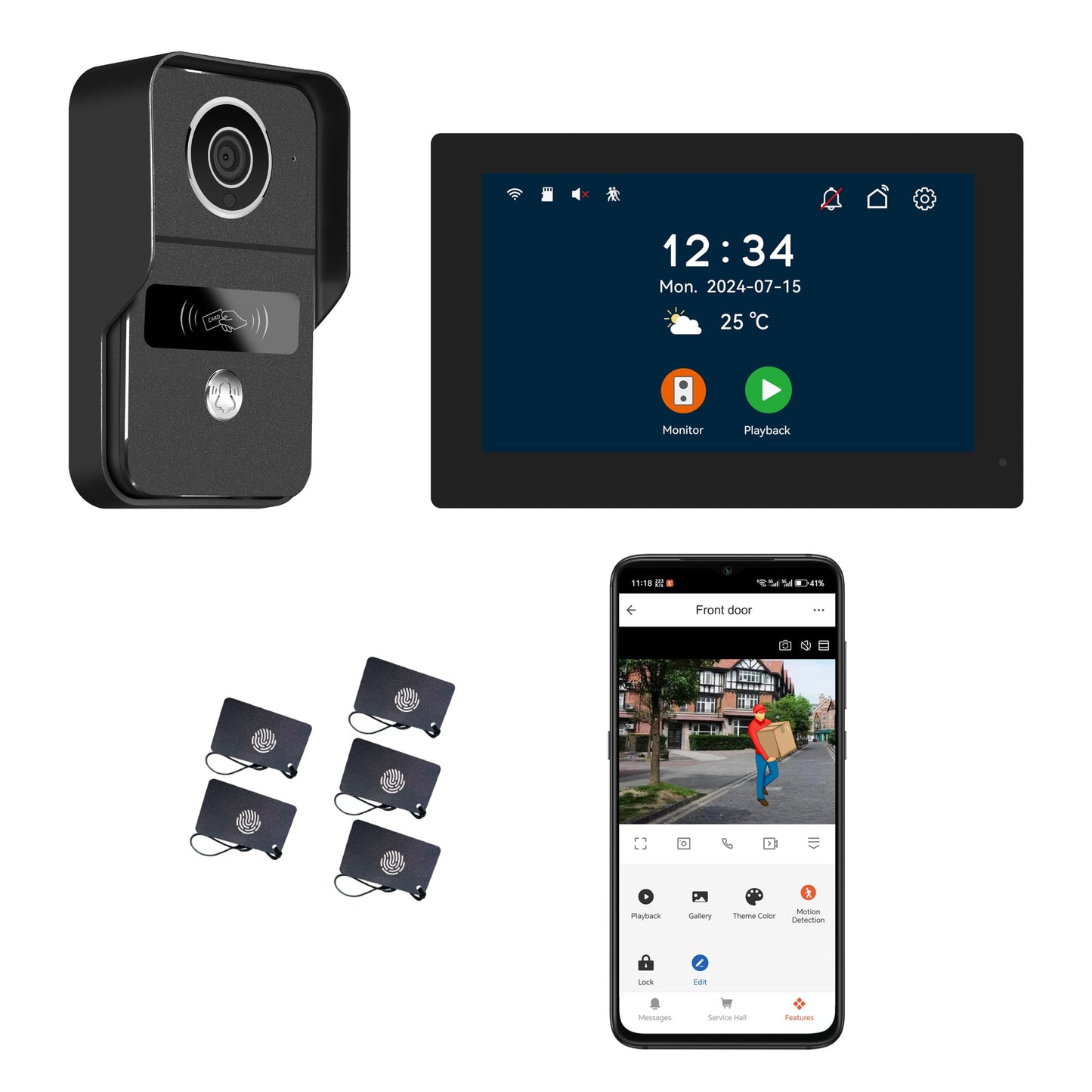 Anjielo Smart 10.1 Inch Touch Screen Video Doorbell Intercom System with Night Vision Camera and Two-Way Audio