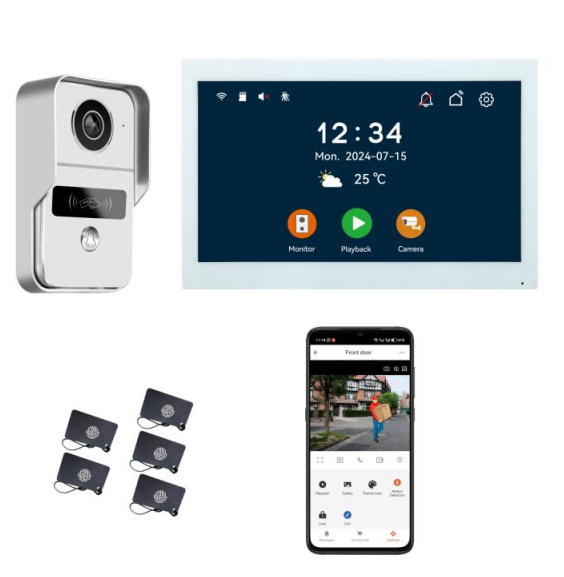 Anjielo Smart 10.1 Inch Touch Screen Video Doorbell Intercom System with Night Vision Camera and Two-Way Audio