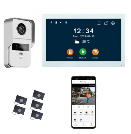 Anjielo Smart Home 10.1 Inch Touch Screen Video Doorbell Intercom System with Night Vision Camera and Two-Way Audio