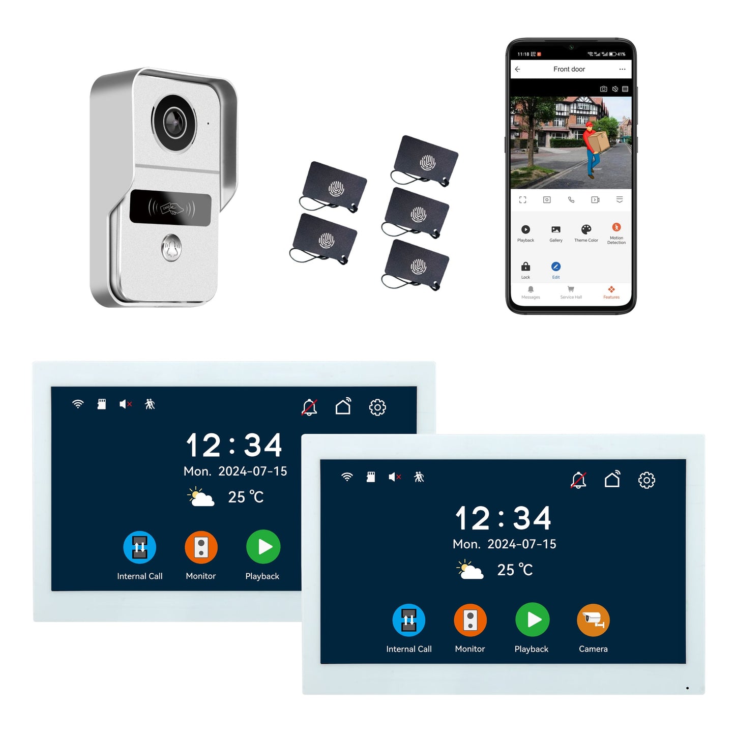 Anjielo Smart 10.1 Inch Touch Screen Video Doorbell Intercom System with Night Vision Camera and Two-Way Audio