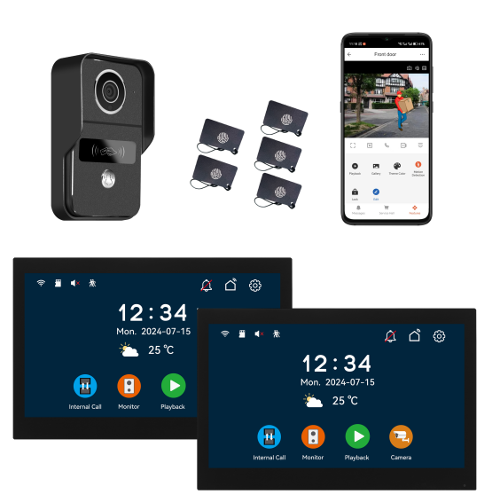 Anjielo Smart 10.1 Inch Touch Screen Video Doorbell Intercom System with Night Vision Camera and Two-Way Audio