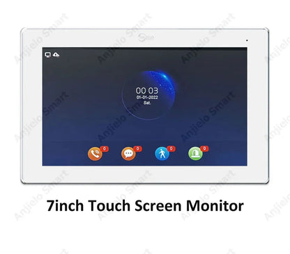 Anjielo Smart Home Tuya 7-inch Wired Doorbell with Touchscreen Display - Supports IP Cameras & Card Unlocking