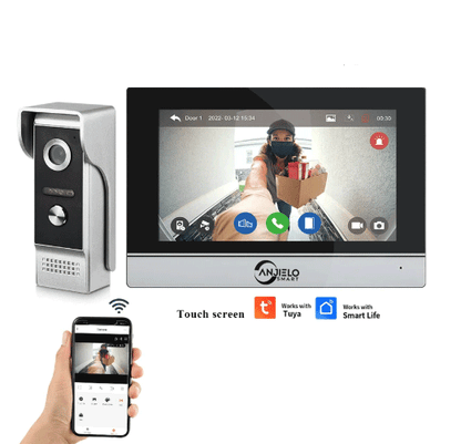 Anjielo Smart Home Tuya Smart 1080P IP Video Intercom - Secure Wi-Fi Enabled Doorbell Cam with Motion Detection