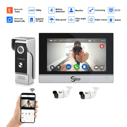 Anjielo Smart Home Tuya Smart 1080P IP Video Intercom - Secure Wi-Fi Enabled Doorbell Cam with Motion Detection