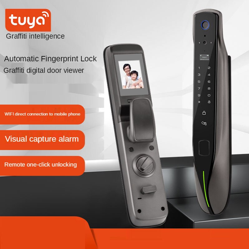 Anjielo Smart Home Tuya Smart Door Lock with Remote Control and Fingerprint Unlocking - Includes Built-in Security Camera & Ring Doorbell Features