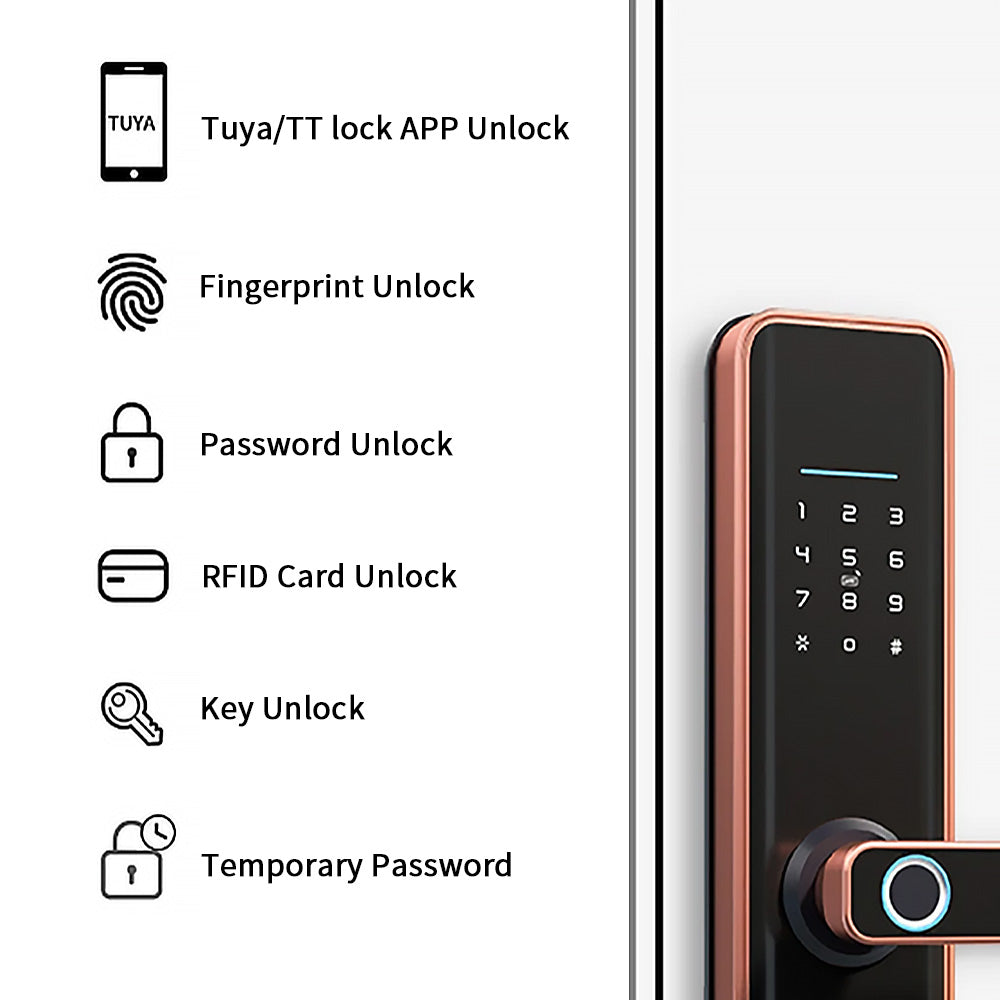 Anjielo Smart Home Intelligent Anjielo Smart Aluminum Alloy Door Lock with Fingerprint Recognition for Hotels and Home