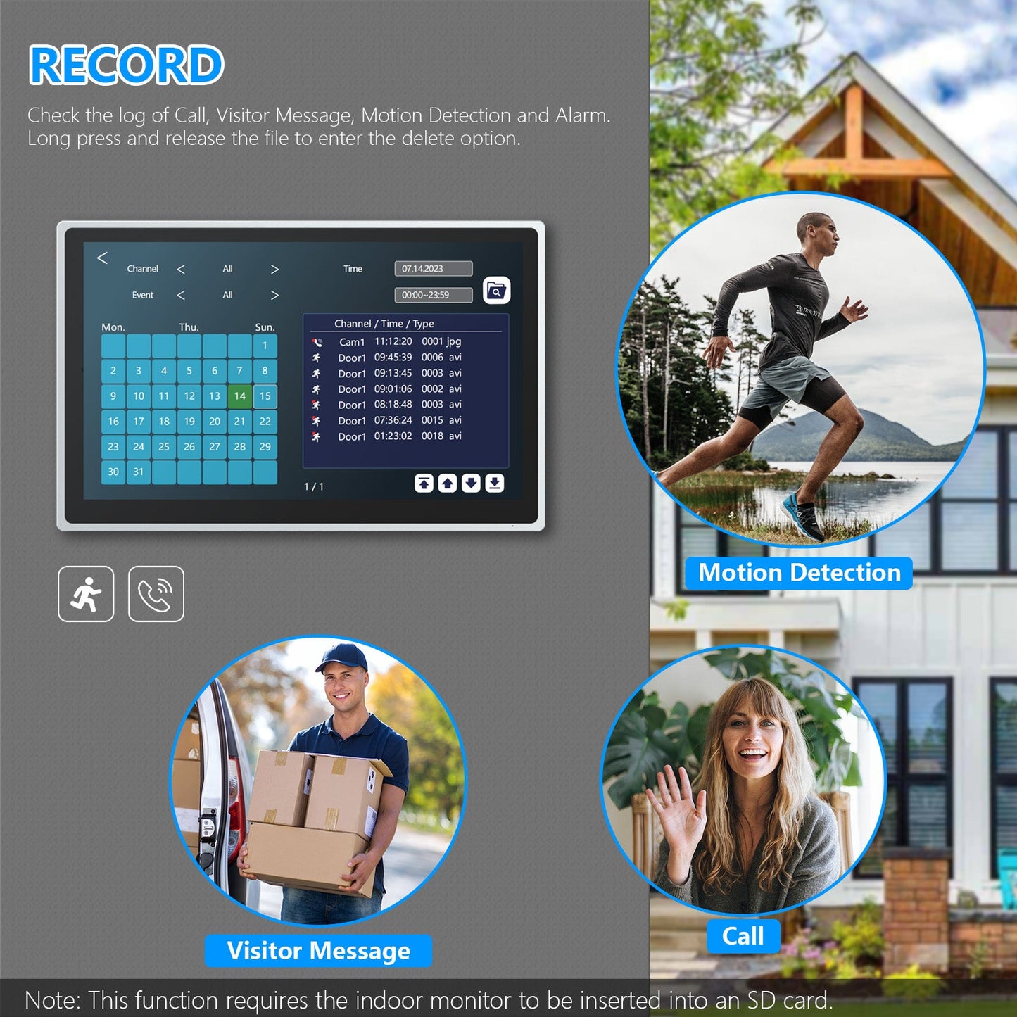 Anjielo Smart Tuya iDVR 1080P HD Wi-Fi Video Doorbell with 15.6" Display - Four Channel Split Screen Security System for Smart Homes