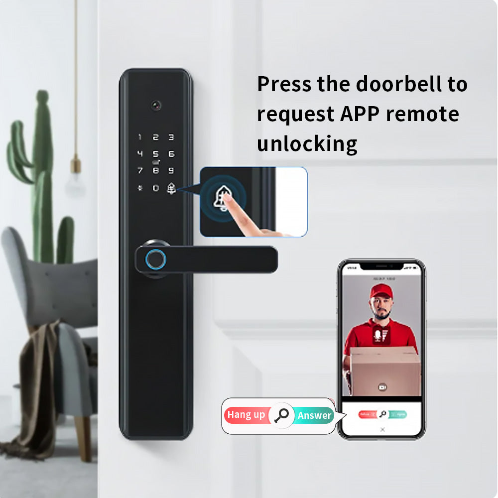 Anjielo Smart Home Wi-Fi Enabled Biometric Entry System Secure Smart Door Lock with Remote Accessibility in Various Languages