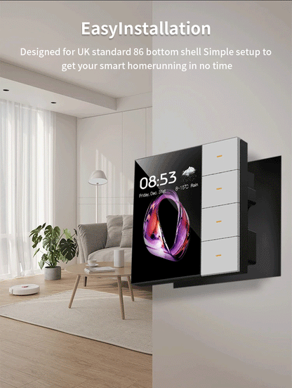 Anjielo Smart Home Tuya Wi-Fi Wall Switch with Touch Screen -3.5 Inch Remote Control Light Switch for Modern Homes