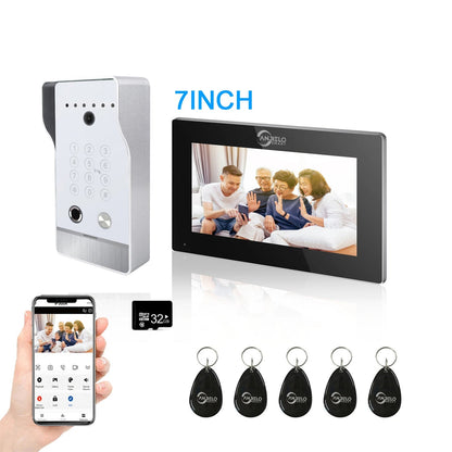 Anjielo New Tuya Smart Wi-Fi Video Door Phone System Large Size FHD 1080P RFID Card Fingerprint Passcode Unlock for Apartments