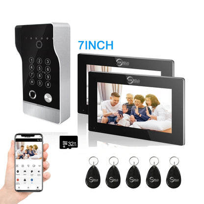 Anjielo New Tuya Smart Wi-Fi Video Door Phone System Large Size FHD 1080P RFID Card Fingerprint Passcode Unlock for Apartments