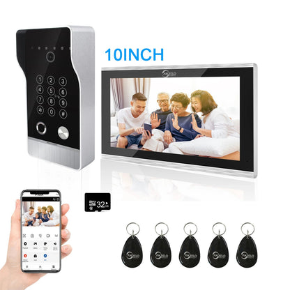 Anjielo New Tuya Smart Wi-Fi Video Door Phone System Large Size FHD 1080P RFID Card Fingerprint Passcode Unlock for Apartments