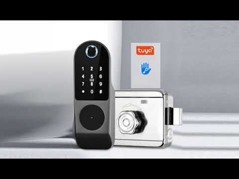 Anjielo Smart Home Door Lock Tuya WIFI Enabled Fingerprint and Touchscreen Smart Locks 5-in-1 Keyless Entry Secure Finger ID Anti-peep Code