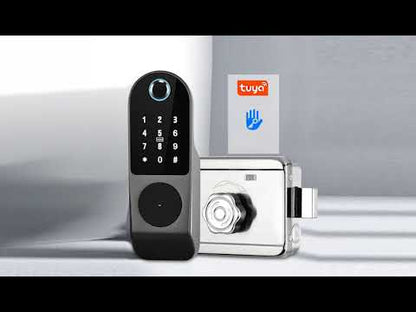 Anjielo Smart Home Door Lock Tuya WIFI Enabled Fingerprint and Touchscreen Smart Locks 5-in-1 Keyless Entry Secure Finger ID Anti-peep Code