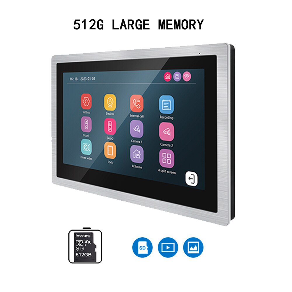 Anjielo Tuya DVR 1080P smart home Doorbell 10 inch Video Intercoms For Control System WiFi Video 4 independent screens IP doorbell