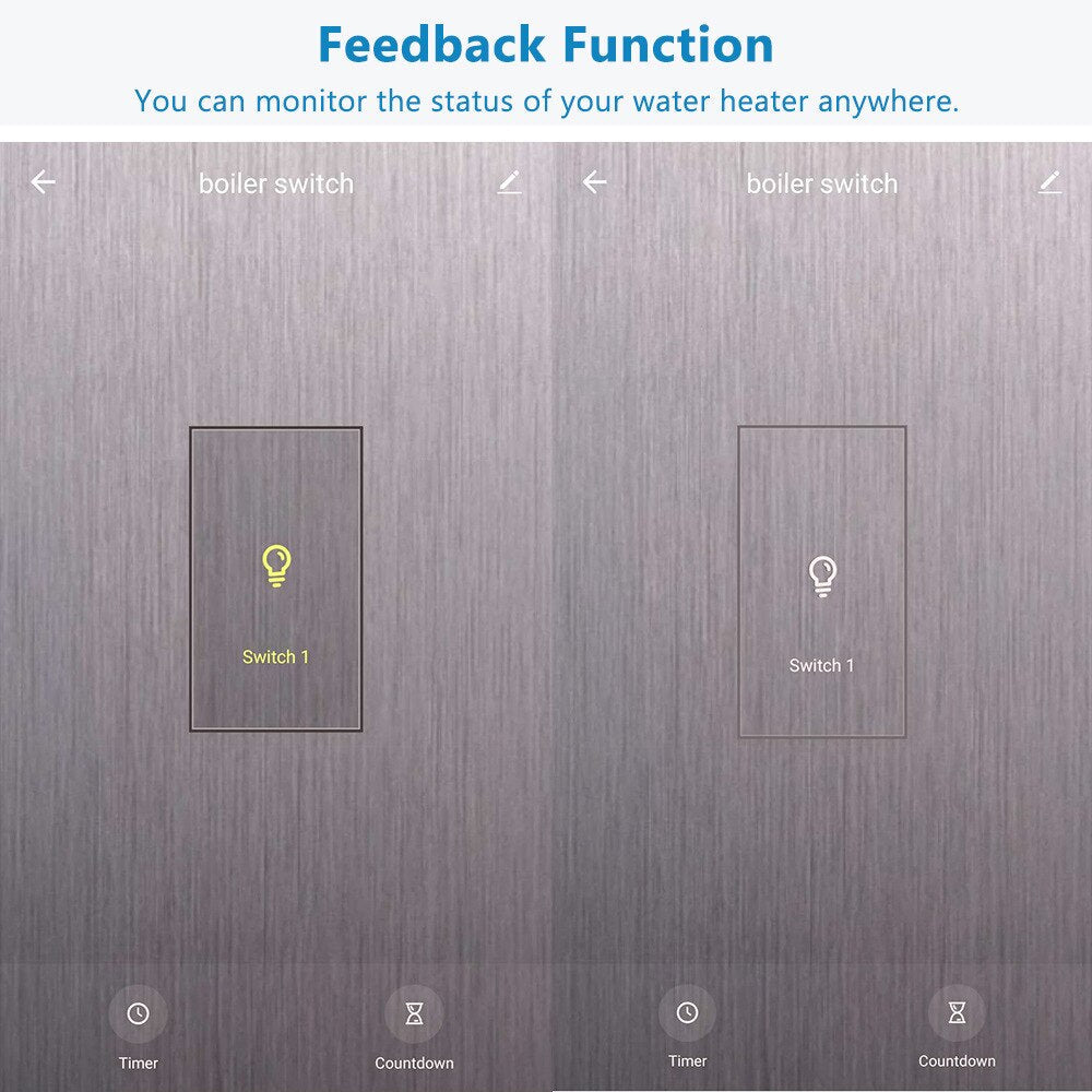 Anjielo Smart Home Tuya Water Heater Smart Switches, 20A WIFI Voice Remote Control Home Boiler Touch Wall Panel Timer Controller