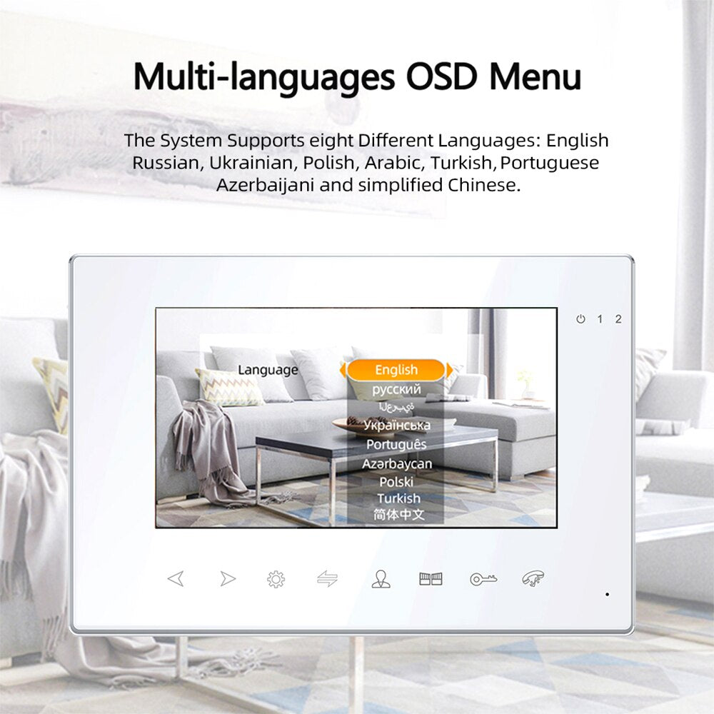 Anjielo Tuya Video Intercom System 7 Inch Monitor Video Doorbell with Camera 1080P Video Portero Wifi Con Apertura Puerta