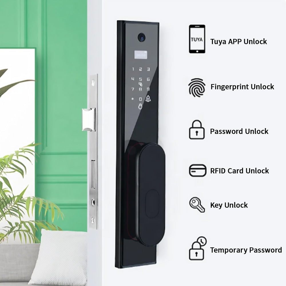 Anjielo Smart Home Tuya Fingerprint Smart Lock Automatic Smart Locks Password Finger Recognition Smart Lock With Video Intercom