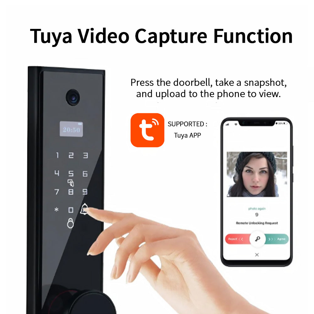 Anjielo Smart Home Tuya Fingerprint Smart Lock Automatic Smart Locks Password Finger Recognition Smart Lock With Video Intercom