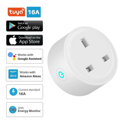 Anjielo Wireless WiFi Smart Plug Socket 16A Power Monitor Timing Function Tuya Smart Life APP Control Works With Alexa Google Assistant