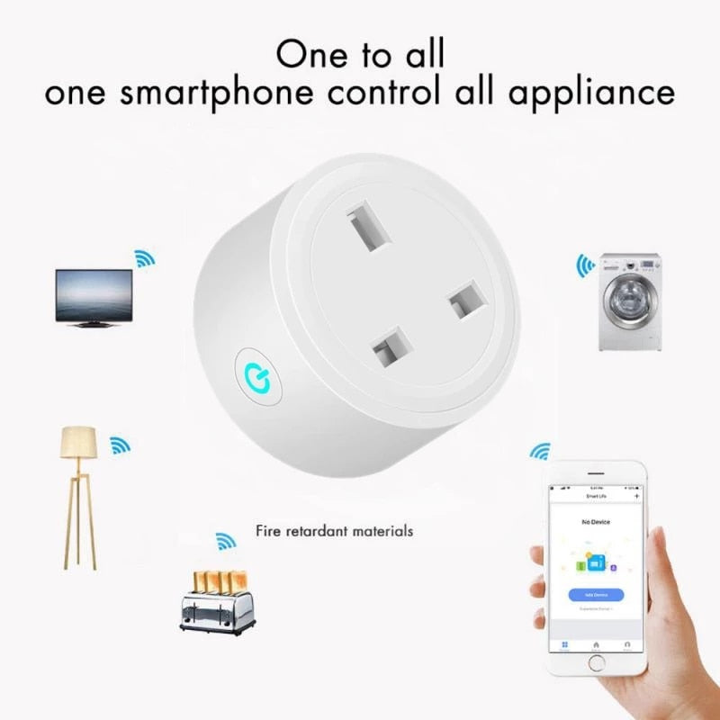 Anjielo Wireless WiFi Smart Plug Socket 16A Power Monitor Timing Function Tuya Smart Life APP Control Works With Alexa Google Assistant