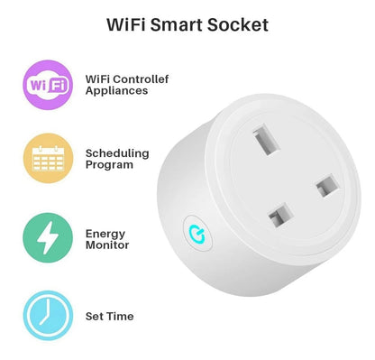 Anjielo Wireless WiFi Smart Plug Socket 16A Power Monitor Timing Function Tuya Smart Life APP Control Works With Alexa Google Assistant