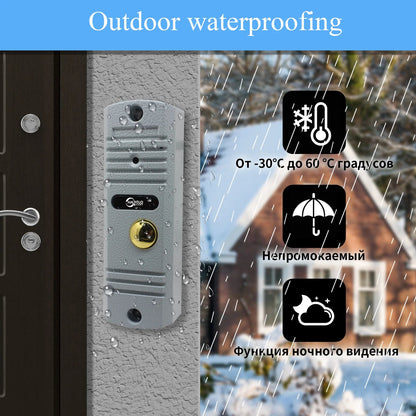 Anjielo 7 Inch Video Intercom System Outdoor Metal Doorbell Waterproof Cold Resistan Video Door Phone for Home Night Vision Lock Unlock