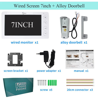 Anjielo 7 Inch Video Intercom System Outdoor Metal Doorbell Waterproof Cold Resistan Video Door Phone for Home Night Vision Lock Unlock