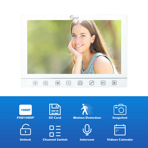 Anjielo Smart Home 10 inch Screen Tuya 1080P Wifi Video Intercom Smart Home Door Bell Night Vision Camera with Monitor for Home Security