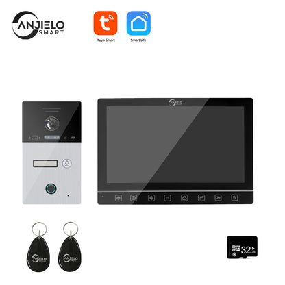 Anjielo Smart Home Tuya Smart mobile App Remote Wifi Video Intercom System Smart Video Door Phone 10 inch Full 1080p Screen Support RFID Card Unlock
