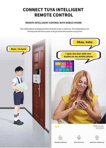 Anjielo Smart Home Tuya Smart mobile App Remote Wifi Video Intercom System Smart Video Door Phone 10 inch Full 1080p Screen Support RFID Card Unlock