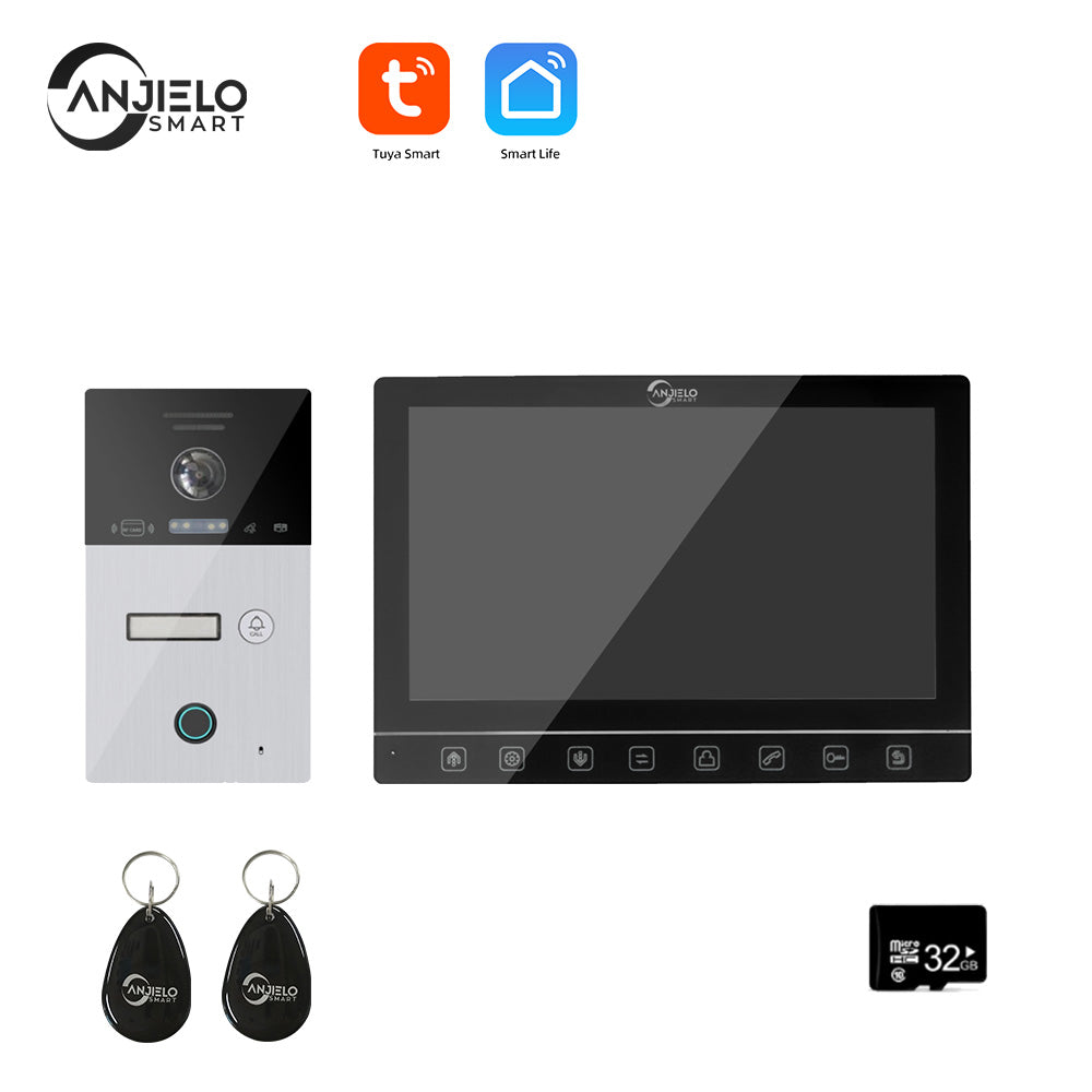 Anjielo Smart Home Tuya Smart mobile App Remote Wifi Video Intercom System Smart Video Door Phone 10 inch Full 1080p Screen Support RFID Card Unlock