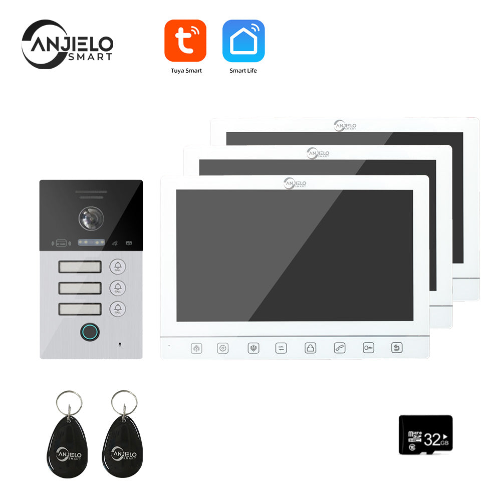 Anjielo Smart Home Tuya Smart mobile App Remote Wifi Video Intercom System Smart Video Door Phone 10 inch Full 1080p Screen Support RFID Card Unlock