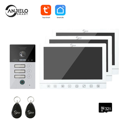 Anjielo Smart Home Tuya Smart mobile App Remote Wifi Video Intercom System Smart Video Door Phone 10 inch Full 1080p Screen Support RFID Card Unlock