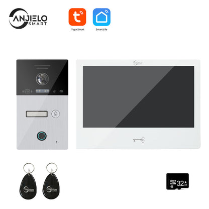 Anjielo Smart Home Tuya Wifi Smart Video Intercom System Interphone Security Doorbell 10inch 1080P Screen With Motion Detection For Home Apartment