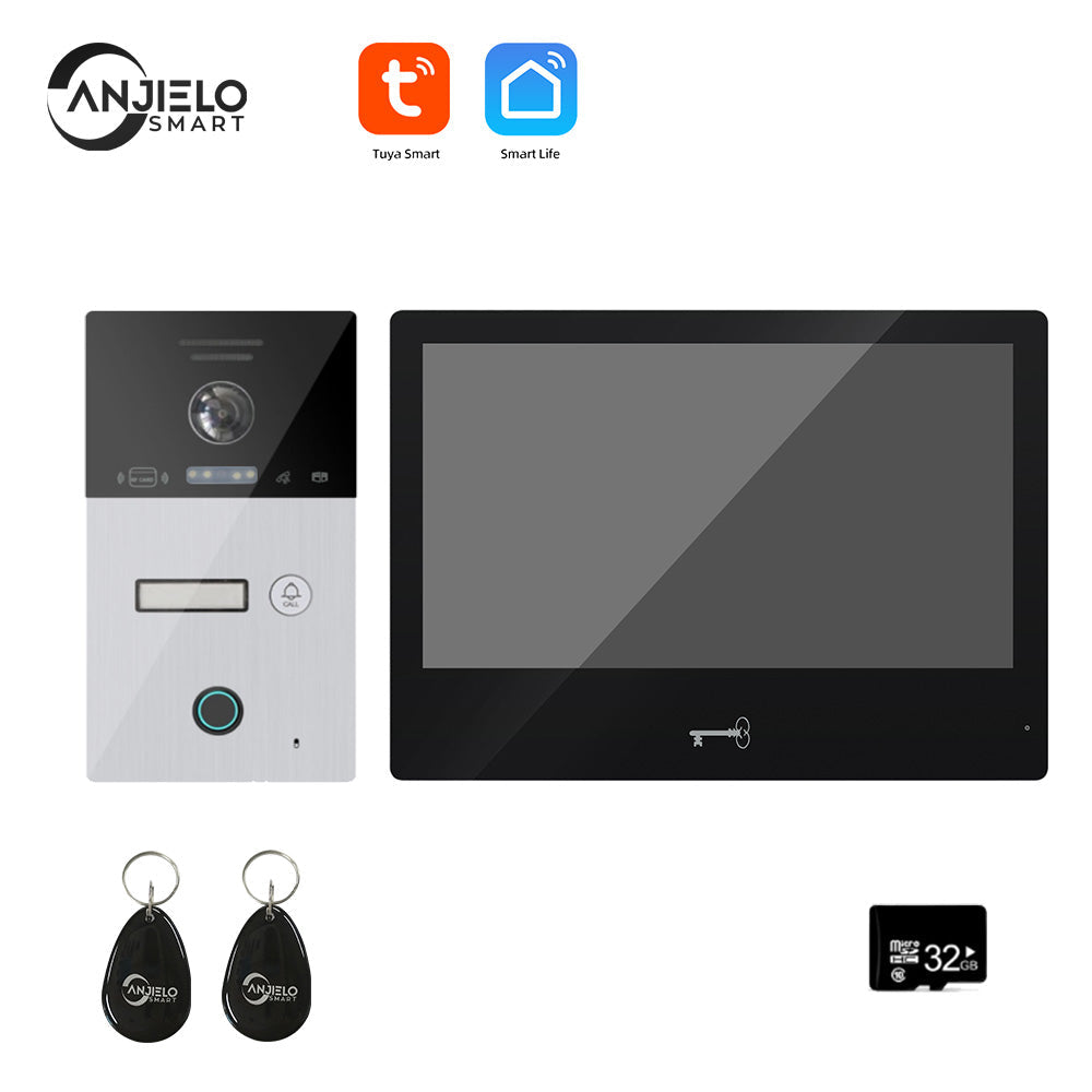 Anjielo Smart Home Tuya Wifi Smart Video Intercom System Interphone Security Doorbell 10inch 1080P Screen With Motion Detection For Home Apartment