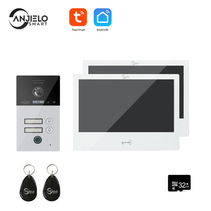 Anjielo Smart Home Tuya Wifi Smart Video Intercom System Interphone Security Doorbell 10inch 1080P Screen With Motion Detection For Home Apartment