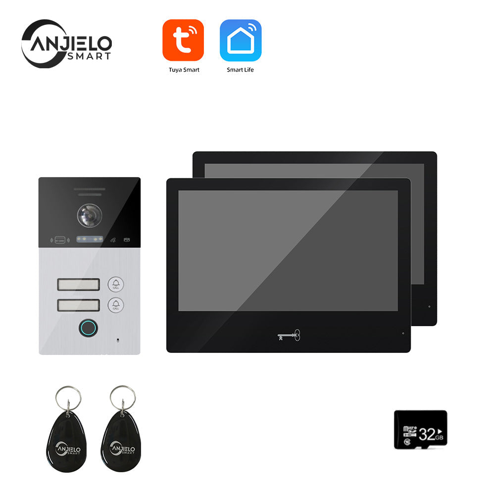 Anjielo Smart Home Tuya Wifi Smart Video Intercom System Interphone Security Doorbell 10inch 1080P Screen With Motion Detection For Home Apartment