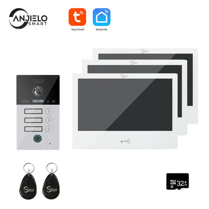 Anjielo Smart Home Tuya Wifi Smart Video Intercom System Interphone Security Doorbell 10inch 1080P Screen With Motion Detection For Home Apartment