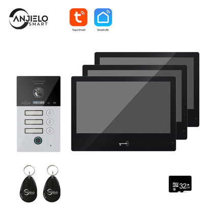 Anjielo Smart Home Tuya Wifi Smart Video Intercom System Interphone Security Doorbell 10inch 1080P Screen With Motion Detection For Home Apartment