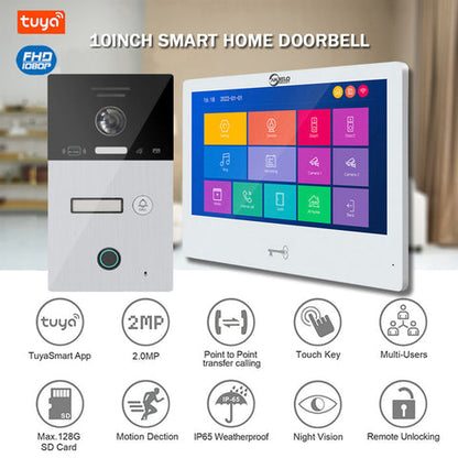 Anjielo Smart Home Tuya Wifi Smart Video Intercom System Interphone Security Doorbell 10inch 1080P Screen With Motion Detection For Home Apartment