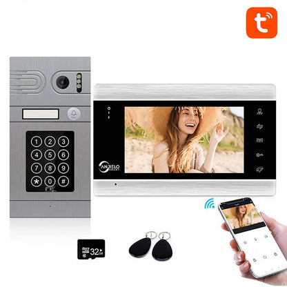 Anjielo Smart Home Tuya Smart App Remote Control WiFi Video Door Phone Intercom Access Control System Motion Detection With Code Keypad/RFID Card