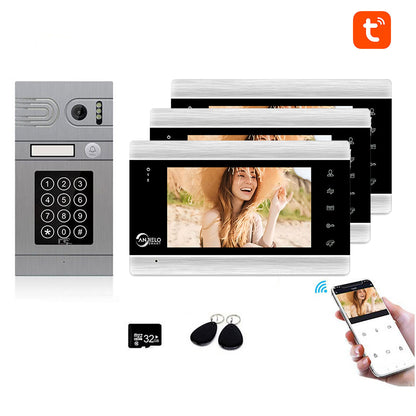 Anjielo Smart Home Tuya Smart App Remote Control WiFi Video Door Phone Intercom Access Control System Motion Detection With Code Keypad/RFID Card