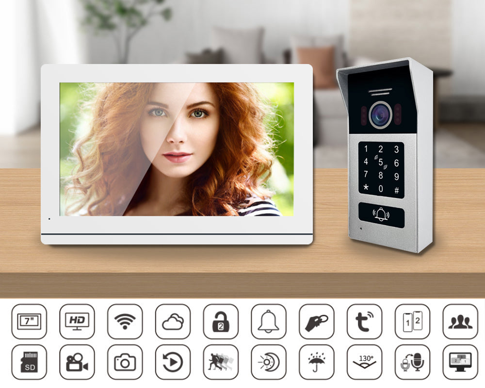 Anjielo Smart Home 7 Inch 2 Wire Video Intercom Camera Doorbell with Night Vision Motion Detection Security 1080P For Home