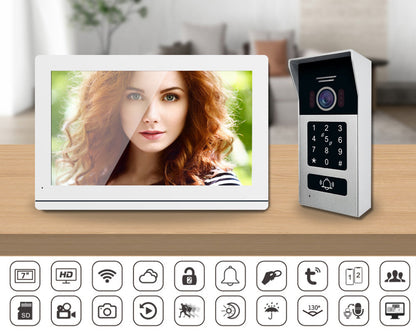 Anjielo Smart Home 7 Inch 2 Wire Video Intercom Camera Doorbell with Night Vision Motion Detection Security 1080P For Home