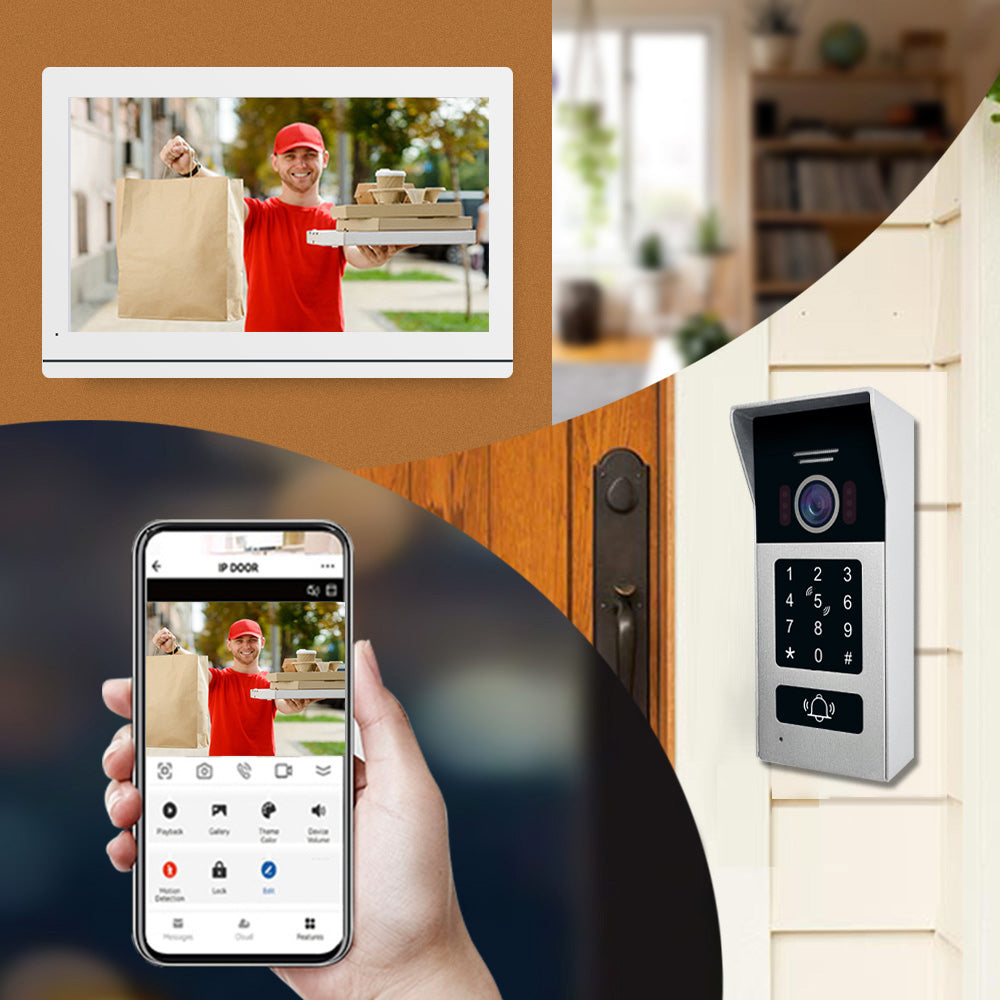 Anjielo Smart Home 7 Inch 2 Wire Video Intercom Camera Doorbell with Night Vision Motion Detection Security 1080P For Home