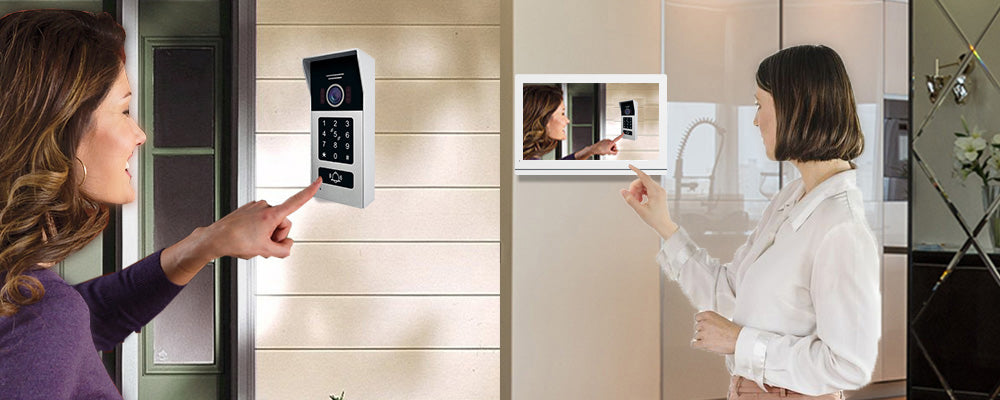 Anjielo Smart Home 7 Inch 2 Wire Video Intercom Camera Doorbell with Night Vision Motion Detection Security 1080P For Home