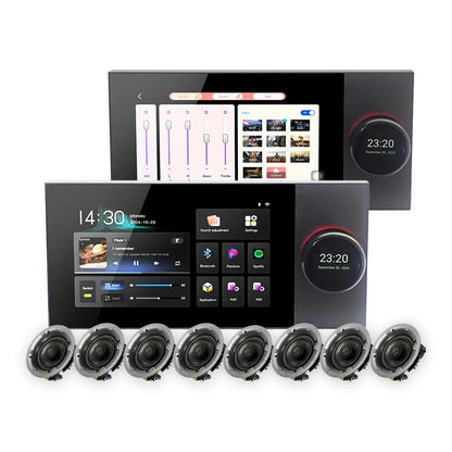 Anjielo Smart Home 7 inch touch screen wall mounted 2 zone music amplifier Tuya control panel can connect to ceiling speakers,Support 6 Languages(English Russian Arabic Persian Polish Portuguese)