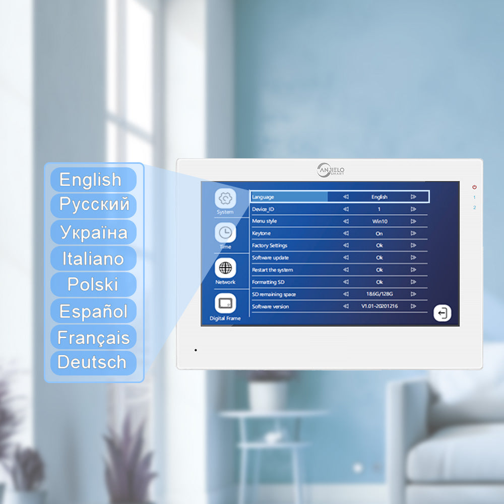 Anjielo Smart Home 7 Inch Wireless Wifi Smart Home Video Door kit Intercom System with 1080p Monitor Rainproof Doorbell Camera